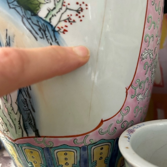 Jingdezhen Chinese Famille Rose Porcelain Vase Exotic Birds 18" Vintage - Picture 4 of 16